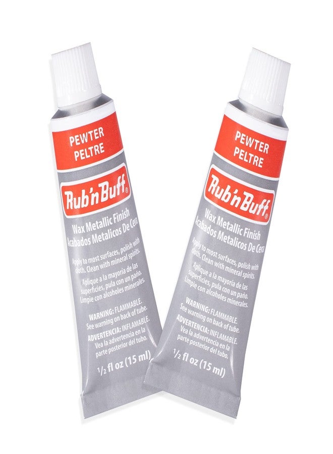 AMACO Rub n Buff Wax Metallic Finish - 2 Rub n Buff Pewter 15ml Tubes - Versatile Gilding Wax for Finishing Furniture Antiquing and Restoration - Rub and Buff Colors Set of Two - Image 1